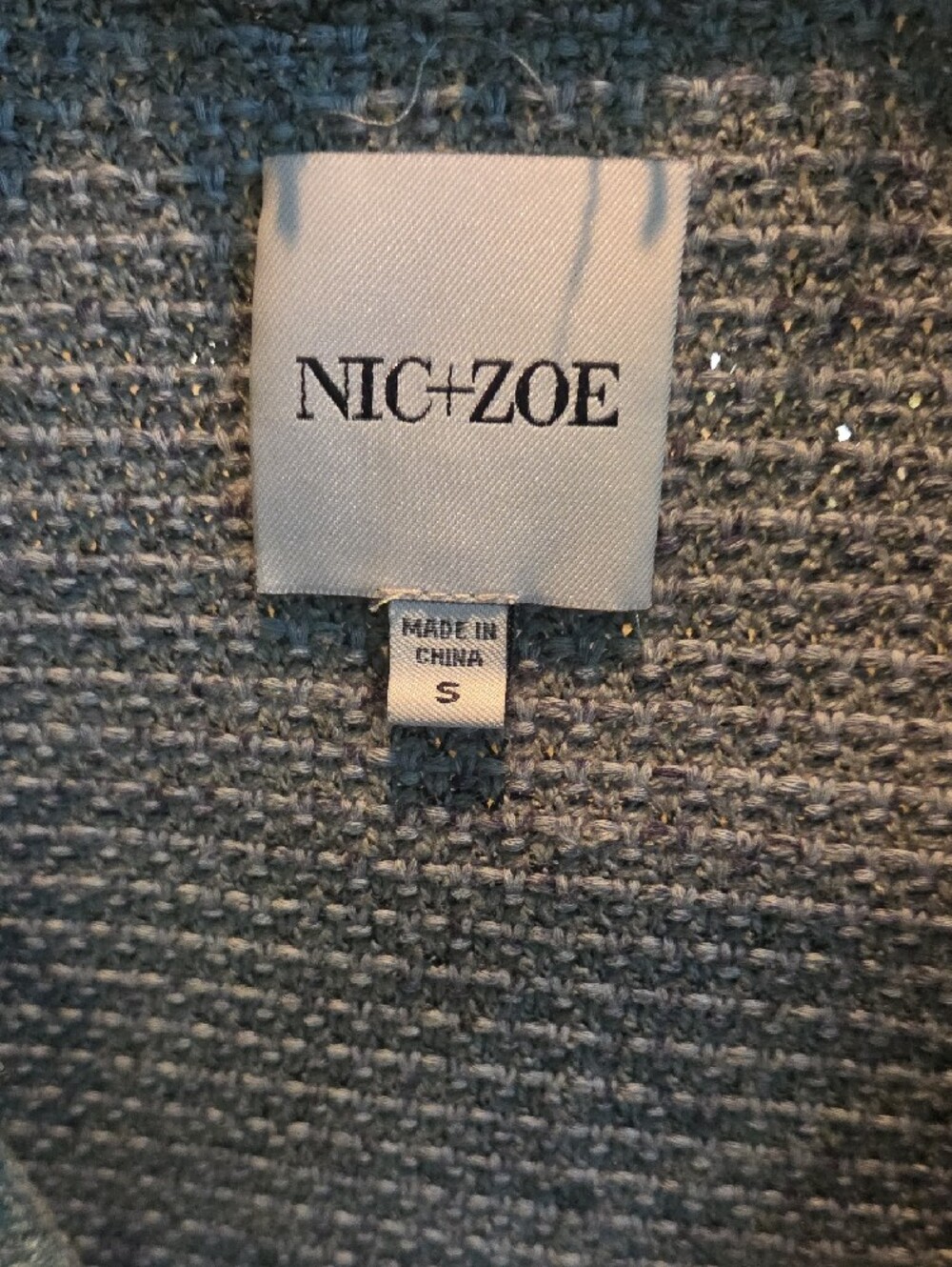 NIC+ZOE Soft Green-Blue Fringe Mix Knit Jacket - Picture 3 of 8